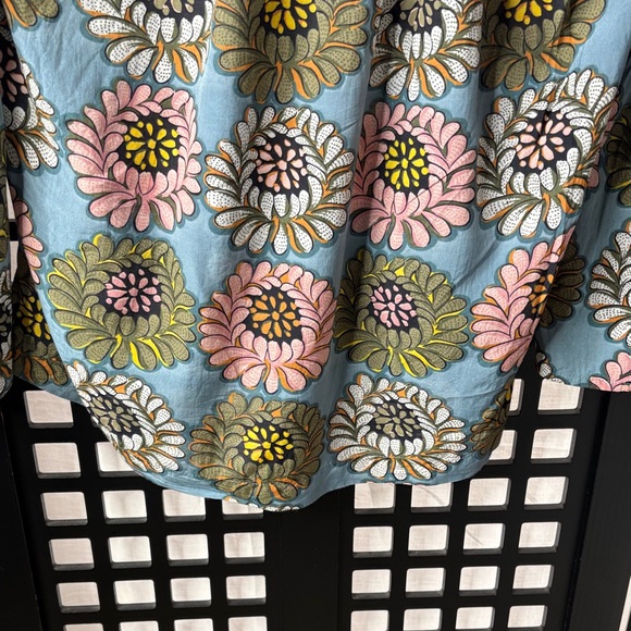 🌸 LOFT Floral V-Neck Blouse Women's Small Blue Pink Green Boho Wide Sleeve 🌸 - Picture 9 of 17